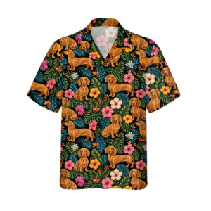 Alternative view of Dachshund Hawaiian Shirt | Hawaii Shirt