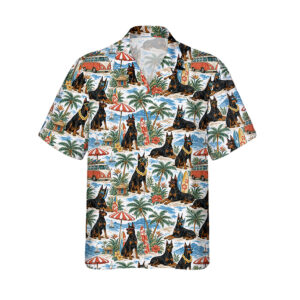 Alternative view of Doberman Hawaiian Shirt | Hawaii Shirt
