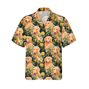 Alternative view of Golden Retriever Hawaiian Shirt | Hawaii Shirt